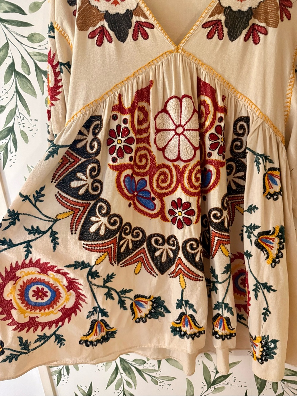Zara Linen Blend Embroidered Babydoll Dress - Picture 3 of 7